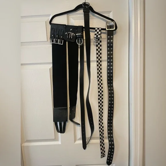 Belt Bundle, 3 black, 1 checkered, and 2 black elastic stretchy - Picture 4 of 4
